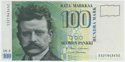 Банкнота. Финляндия. 100 марок 1986 год. Тип 119 (9).