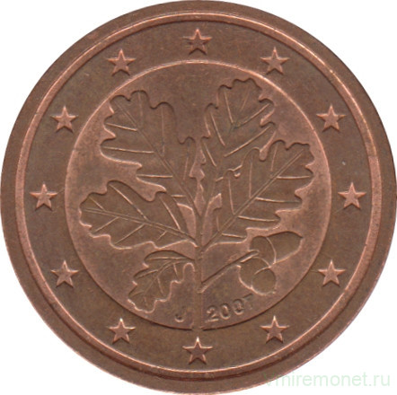 Монета. Германия. 2 цента 2007 год. (J).