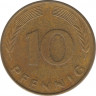 Монета. ФРГ. 10 пфеннигов 1975 год. Монетный двор - Штутгарт (F). рев.