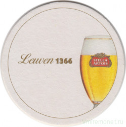 Подставка. Пиво "Stella Artois - Leuven 1366". (Круг, маленькая).