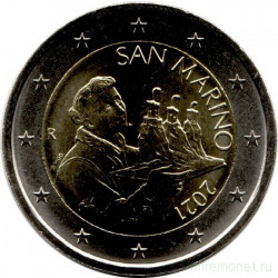 Монета. Сан-Марино. 2 евро 2021 год.
