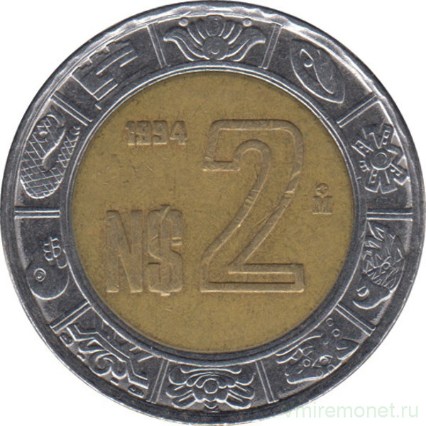 Монета. Мексика. 2 песо 1994 год.