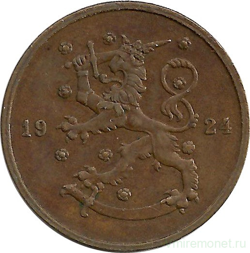 Монета. Финляндия. 10 пенни 1924 год. 