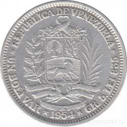 Монета. Венесуэла. 1 боливар 1954 год.
