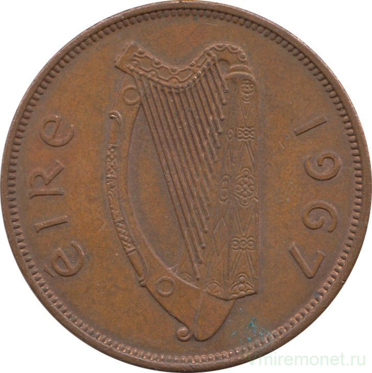 Монета. Ирландия. 1 пенни 1967 год.
