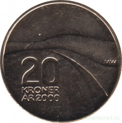 Монета. Норвегия. 20 крон 2000 год. Милениум.