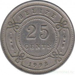 Монета. Белиз. 25 центов 1993 год.