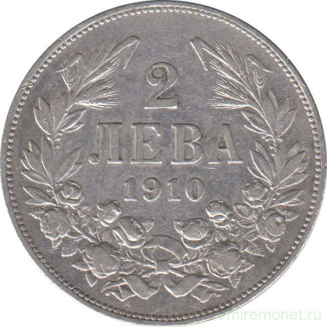 Монета. Болгария. 2 лева 1910 год.