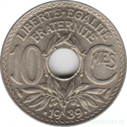 Монета. Франция. 10 сантимов 1939 год.