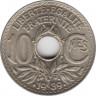 Монета. Франция. 10 сантимов 1939 год. ав.