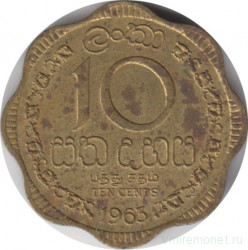 Монета. Цейлон (Шри-Ланка). 10 центов 1963 год.