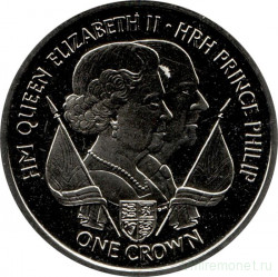 Монета. Великобритания. Остров Мэн. 1 крона 2011 год. Королева Елизавета II и Принц Филипп.
