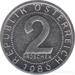 Монета. Австрия. 2 гроша 1986 год.