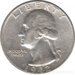 Монета. США. 25 центов 1942 год. Монетный двор S.
