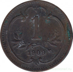 Монета. Австро-Венгерская империя. 1 геллер 1909 год.