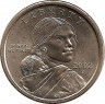 Аверс. Монета. США. 1 доллар 2002 год. Сакагавея, парящий орел. Монетный двор P.