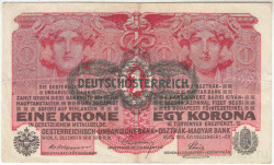 Банкнота. Австро-Венгрия. 1 крона 1919 год. Тип 49.