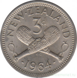 Монета. Новая Зеландия. 3 пенса 1964 год.