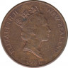 Монета. Новая Зеландия. 2 цента 1987 год. ав.