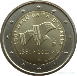 Монета. Италия. 2 евро 2011 год. Объединению Италии 150 лет.