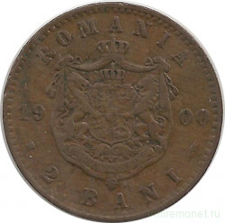 Монета. Румыния. 2 бань 1900 год.