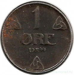 Монета. Норвегия. 1 эре 1944 год.
