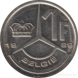 Монета. Бельгия. 1 франк 1989 год. BELGIE.