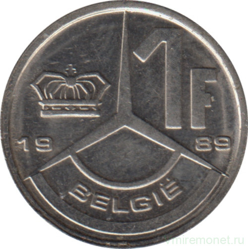 Монета. Бельгия. 1 франк 1989 год. BELGIE.