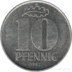 Монета. ГДР. 10 пфеннигов 1982 год.