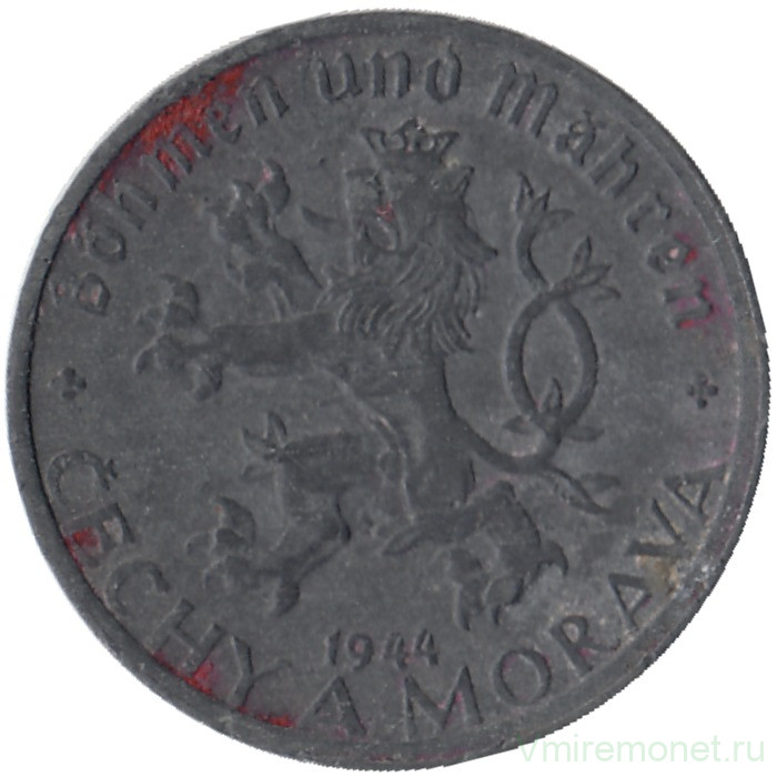 Монета. Богемия и Моравия. 10 геллеров 1944 год.