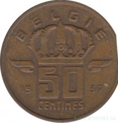 Монета. Бельгия. 50 сантимов 1957 год. BELGIE.