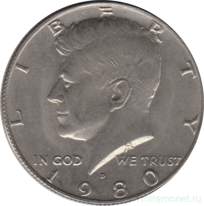 Монета. США. 50 центов 1980 год. Монетный двор D.