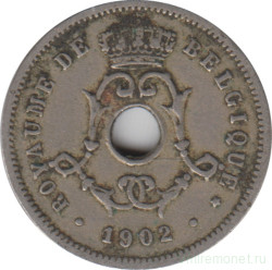 Монета. Бельгия. 5 сантимов 1902 год. BELGIQUE.