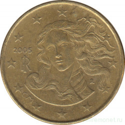 Монета. Италия. 10 центов 2005 год.