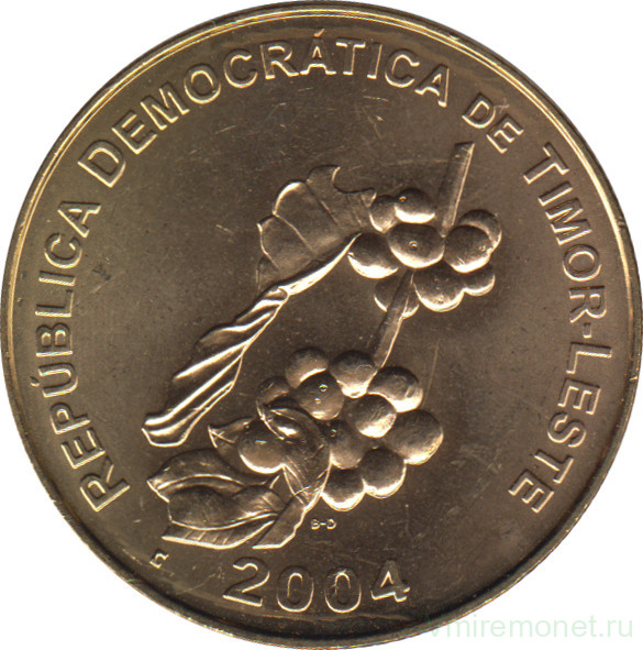 Монета. Восточный Тимор. 50 сентаво 2004 год.