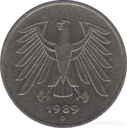 Монета. ФРГ. 5 марок 1989 год. Монетный двор - Мюнхен (D).