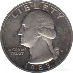 Монета. США. 25 центов 1983 год. Монетный двор S.