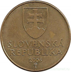 Монета. Словакия. 1 крона 2006 год.
