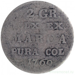 Монета. Польша. 2 серебряных гроша 1769 год.