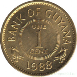 Монета. Гайана. 1 цент 1988 год.