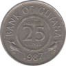 Монета. Гайана. 25 центов 1987 год. ав.