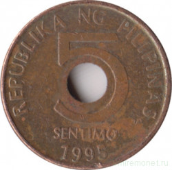 Монета. Филиппины. 5 сентимо 1995 год.