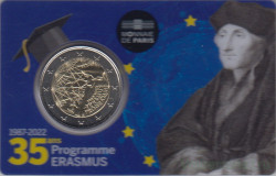 Монета. Франция. 2 евро 2022 год. 35 лет программе Эразмус. Коинкарта.