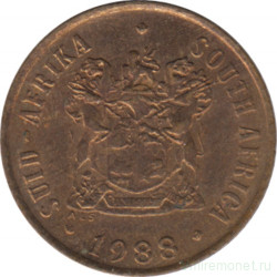 Монета. Южно-Африканская республика (ЮАР). 1 цент 1988 год.