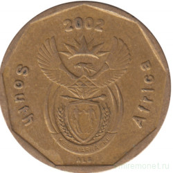 Монета. Южно-Африканская республика (ЮАР). 20 центов 2002 год.