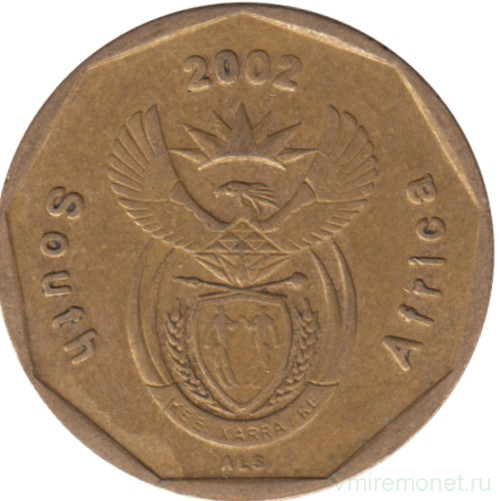 Монета. Южно-Африканская республика (ЮАР). 20 центов 2002 год.