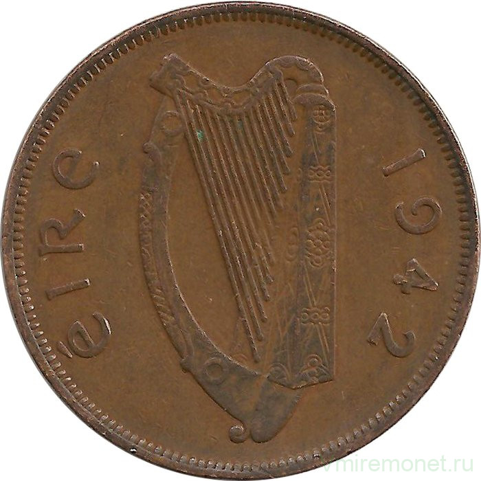 Монета. Ирландия. 1 пенни 1942 год.