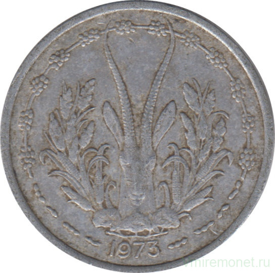 Монета. Западноафриканский экономический и валютный союз (ВСЕАО). 1 франк 1973 год.