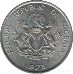 Монета. Нигерия. 10 кобо 1973 год.