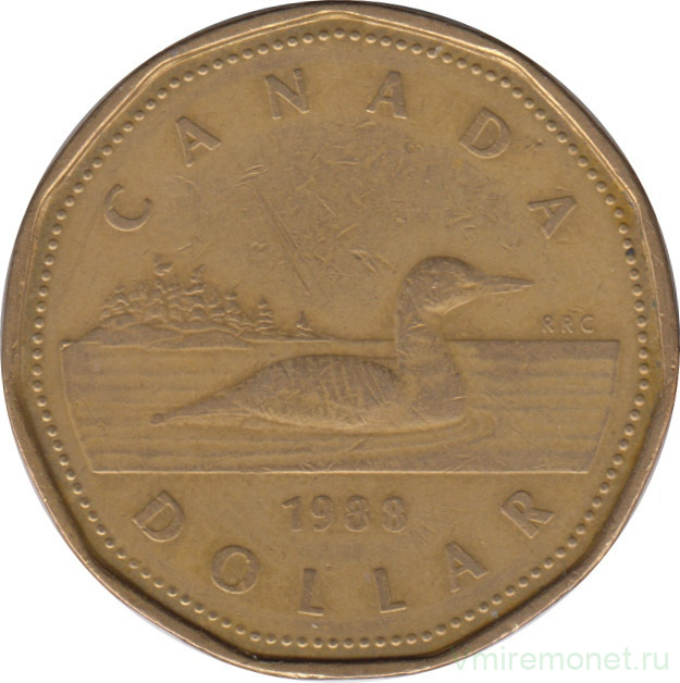 Монета. Канада. 1 доллар 1988 год.